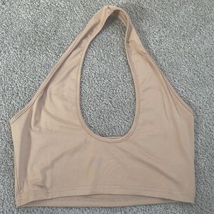 nude halter crop top